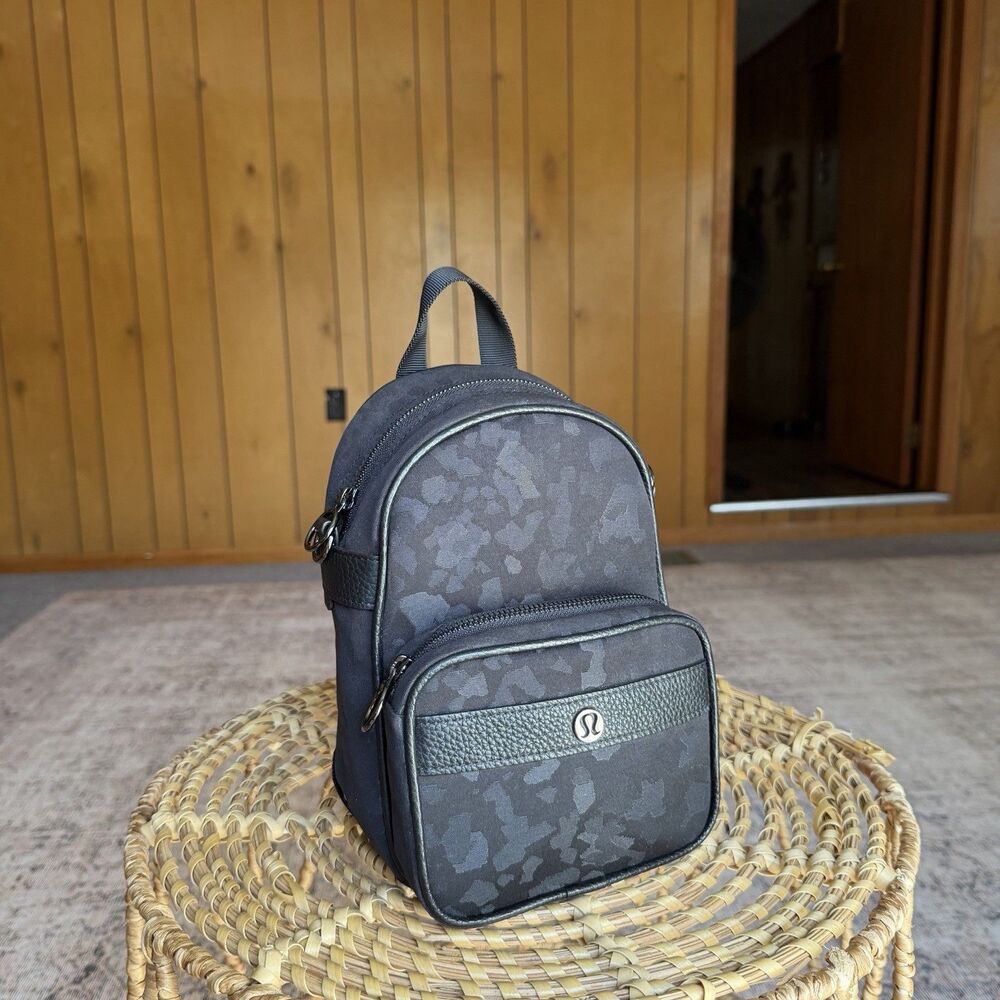 Lululemon Now and Always Convertible Backpack Crossbody Bag Mini Black Camo
